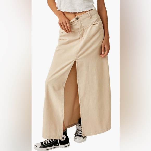 New FP WE THE FREE As You Are Corduroy Maxi Skirt In Beechwood Size 12 - Picture 3 of 11